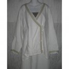 New FLAX White Textured LINEN Wrap Tunic Top Jacket Jeanne Engelhart 1G