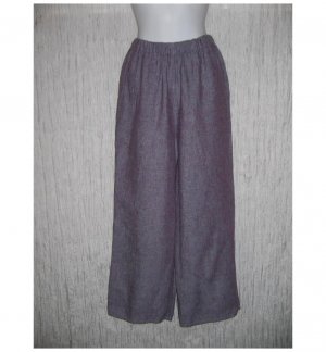 New FLAX Purple Crossweave LINEN Floods Pants Jeanne Engelhart Small S