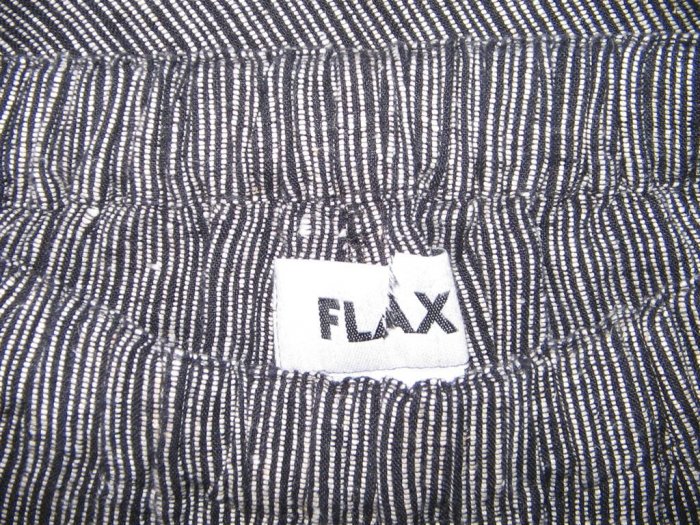 New FLAX Black Stripe LINEN Floods Pants Jeanne Engelhart Small S