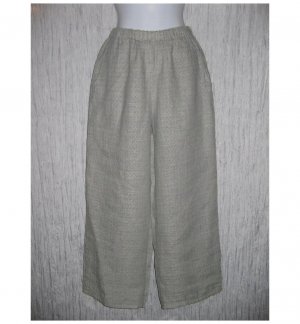 New FLAX Blue Moasic LINEN Floods Pants Jeanne Engelhart Small S