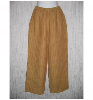 New FLAX Pumpkin Textured LINEN Floods Pants Jeanne Engelhart Small S