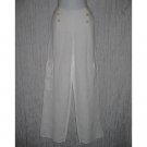 New FLAX White Textured LINEN Sailor Pants Jeanne Engelhart Small S