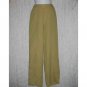 New FLAX Green Tan Crossweave LINEN Pants Jeanne Engelhart Small S