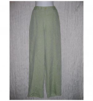New FLAX Gray Green Long LINEN Pants Jeanne Engelhart Small S