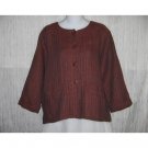 New FLAX Textured Berry LINEN Jacket Top Jeanne Engelhart Small S