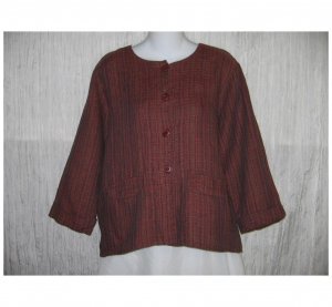 New FLAX Textured Berry LINEN Jacket Top Jeanne Engelhart Small S