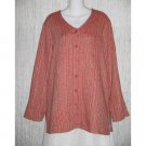 New FLAX Long Textured Red LINEN Tunic Top Jacket Jeanne Engelhart Small S