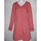New FLAX Long Shapely Textured Red LINEN Tunic Top Jacket Jeanne Engelhart Small S