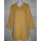 New FLAX Textured Gold Skirted LINEN Tunic Top Jacket Jeanne Engelhart Small S