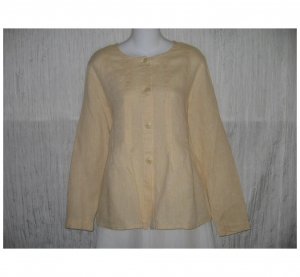 New FLAX Soft Yellow LINEN Shapely Jacket Top Jeanne Engelhart Small S