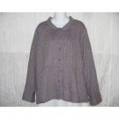 New FLAX Textured Purple LINEN Shapely Jacket Top Jeanne Engelhart Small S