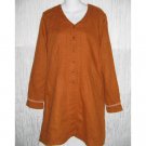 New FLAX Long Burnt Orange LINEN Jacket Top Jeanne Engelhart Small S