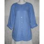 New FLAX Blue Dots Linen Button Tab Tunic Top Shirt Jeanne Engelhart S