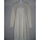 New Flax Shapely White LINEN Lace Dress Jeanne Engelhart Small S