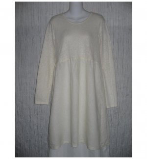 New Flax Shapely White LINEN Lace Dress Jeanne Engelhart Small S