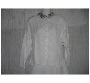 Putumayo White Embroidered Rayon Button Shirt Tunic Top Small S