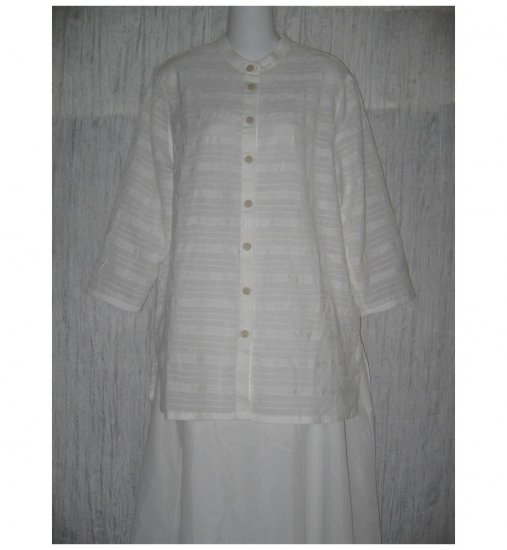 C.L.C. Sheer White Button Shirt Tunic Top Large L