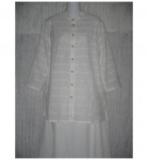 C.L.C. Sheer White Button Shirt Tunic Top Large L