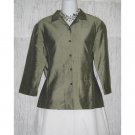 J. Jill Shapely Gray Silk Pleated Back Shirt Jacket Top 4 Petite 4P