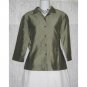 J. Jill Shapely Gray Silk Pleated Back Shirt Jacket Top 4 Petite 4P