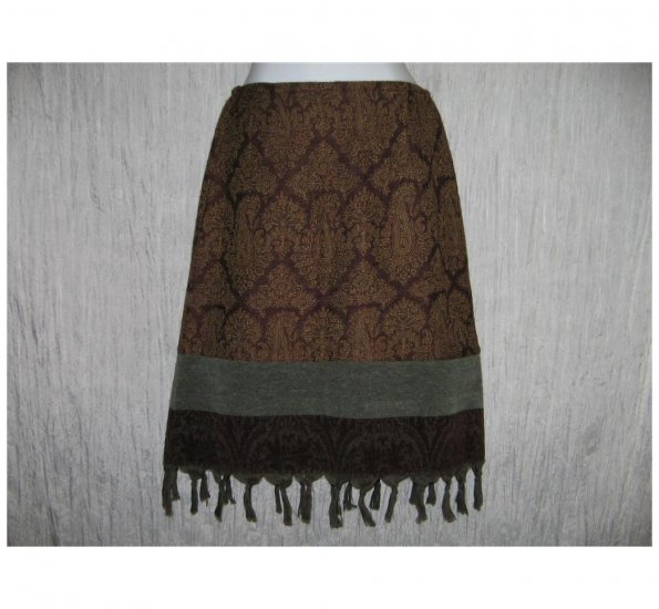J. Jill Short Shapely Wool Tapestry Tassel Trim Skirt 6