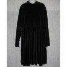 Jeanne Engelhart Flax Black Cotton Velor Dress Large L