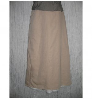 NWT FLAX Long & Full Soft Cotton Beige Button Skirt Jeanne Engelhart 1G