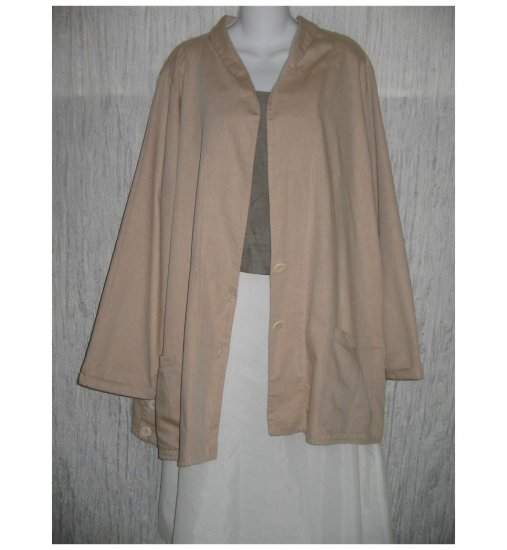 NWT FLAX Soft Cotton Beige Tunic Jacket Blazer Jeanne Engelhart 1G