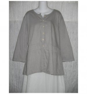 NWT FLAX Soft Shapely Cotton Gray Tunic Top Jacket Jeanne Engelhart 1G