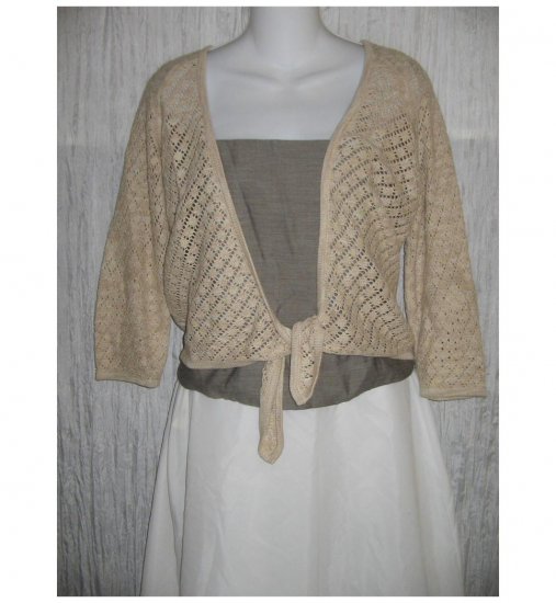 J. Jill Open Ecru Cotton Linen Lace Cardigan Sweater Small S