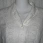 April Cornell Trading White Embroidered Linen Button Shirt Tunic Top Small Petite SP