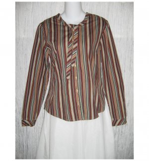 NWT Solitaire Shapely Striped Cotton Button Shirt Tunic Top Medium M