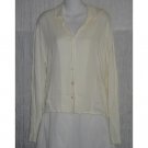 Jeanne Engelhart FLAX White Shapely Rayon Button Shirt Tunic Top Small S
