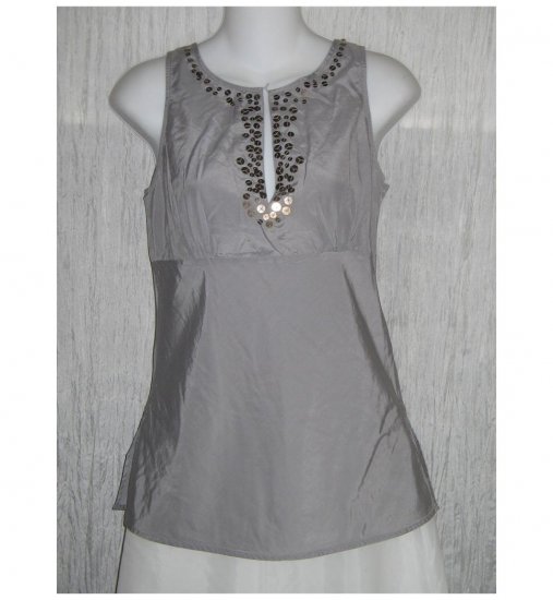 NWOT New York & Company Shapely Blue Gray Silk Sequin Tank Top Shirt 4