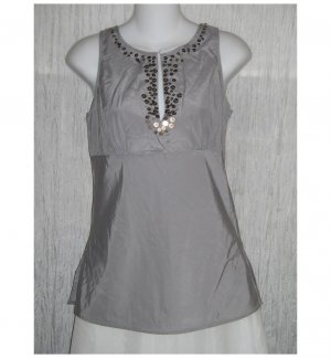 NWOT New York & Company Shapely Blue Gray Silk Sequin Tank Top Shirt 4