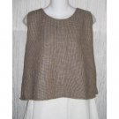 Jeanne Engelhart FLAX Checked Linen Tank Top Shirt Petite