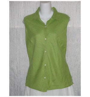 GAP Green Bias Cut Linen Collared Tank Top Shirt Small S