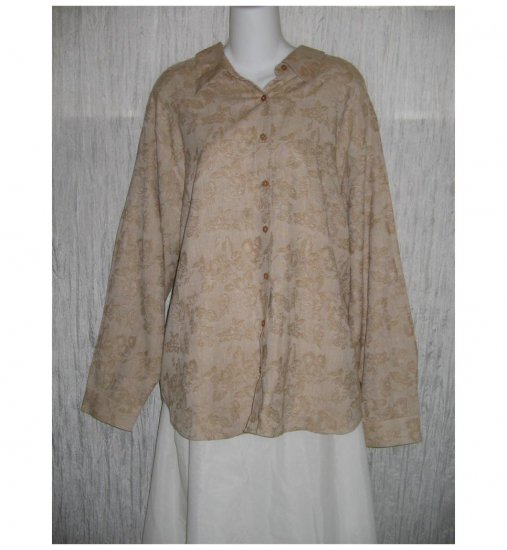 NWT C.S.T. Sport Brown Floral Weave Button Shirt Tunic Top 22W