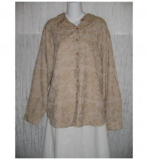 NWT C.S.T. Sport Brown Floral Weave Button Shirt Tunic Top 22W