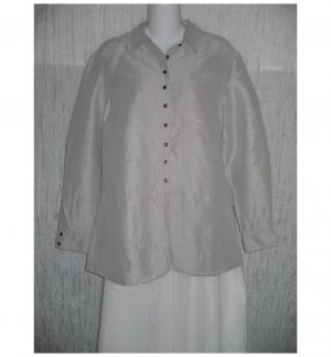 J. Jill Lavender Gray Silk & Linen Skirted Button Shirt Tunic Top Small S