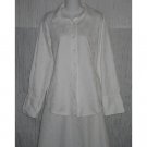 Whitewash Cotton Button Shirt Tunic Top Large L