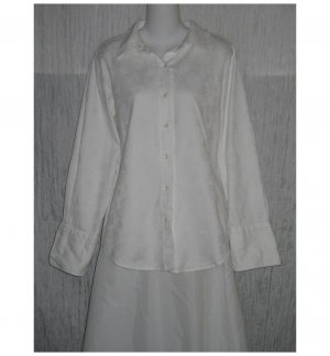 Whitewash Cotton Button Shirt Tunic Top Large L
