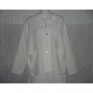 Match Point White Linen Button Jacket Top Small Medium S M