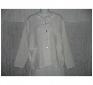 Match Point White Linen Button Jacket Top Small Medium S M