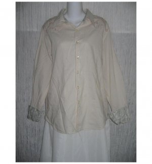 CARBON Beige Cotton Button Shirt Tunic Top Large L