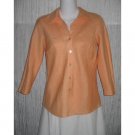 So Blue Sigrid Olsen Shapely Orange Linen Bias Button Shirt Tunic Top Petite P