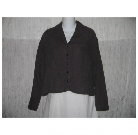Jeanne Engelhart FLAX Shapely Linen Snap Shirt Tunic Top Medium M