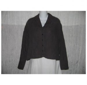 Jeanne Engelhart FLAX Shapely Linen Snap Shirt Tunic Top Medium M