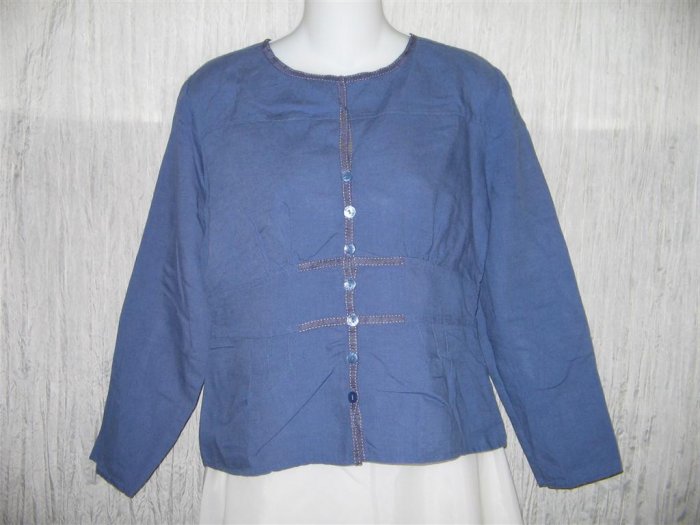 Christopher & Banks Shapely Blue Linen Button Shirt Tunic Top Small S