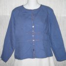 Christopher & Banks Shapely Blue Linen Button Shirt Tunic Top Small S